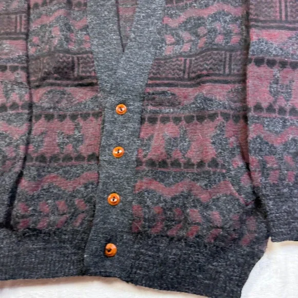 VTG Tejidos Ruminahui Sweater Adult Lg WOOL Cardigan Aztec Alpaca Llama